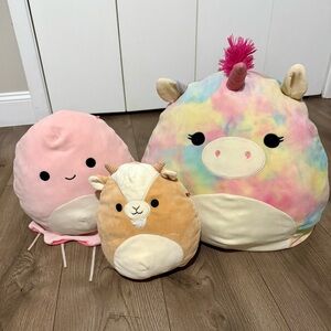 Squishmallows Jayda Jellyfish, Grant Goat, and Esmeralda Unicorn Set